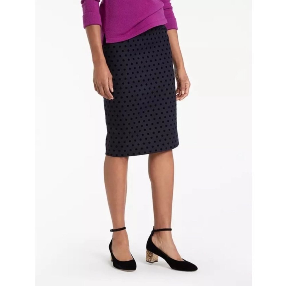 $98 Boden Polka Dot 2 6 Freya Wool Blend Wiggle Skirt Pencil Black Velvet Gray